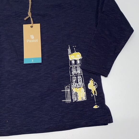 Pastel London placement graphic print tee french navy sz 3 New - Picture 3 of 6